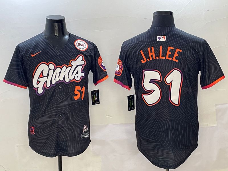 Men San Francisco Giants #51 J.H.Lee Black Second generation Joint Name Nike 2025 MLB Jersey style 22